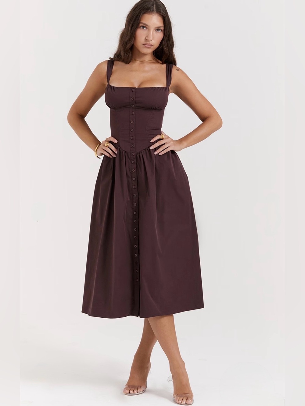 House of cb Tatiana rich brown midi sundress - Picture 5 of 16
